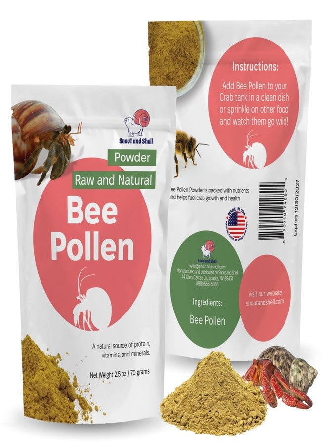 Snout and Shell Bee Pollen Powder for Hermit Crabs - Natural Food Supplement for Molting & Recovery - Auto Feeder Safe Powder Food Topper - No Filler Crab Nutrition Booster - 2.5 oz - Image 1
